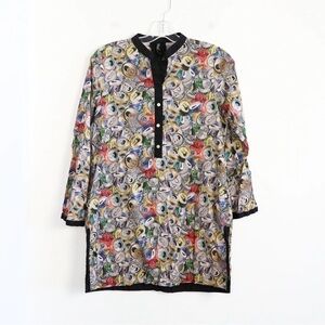 Indian boys kurta ethnic tunic top soda can print fun XS cotton lightweight